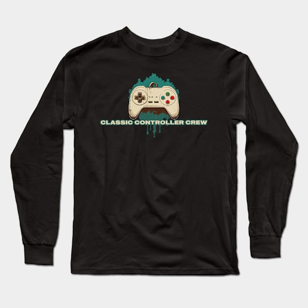 Classic Controller Crew. Vintage gaming. Retro gamepad Long Sleeve T-Shirt by MaxDeSanje 